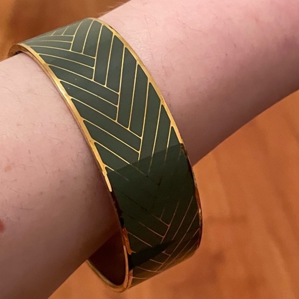 NWOT J. Crew Green & Gold Bangle Bracelet